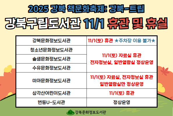 2025 책문화축제 휴관안내
